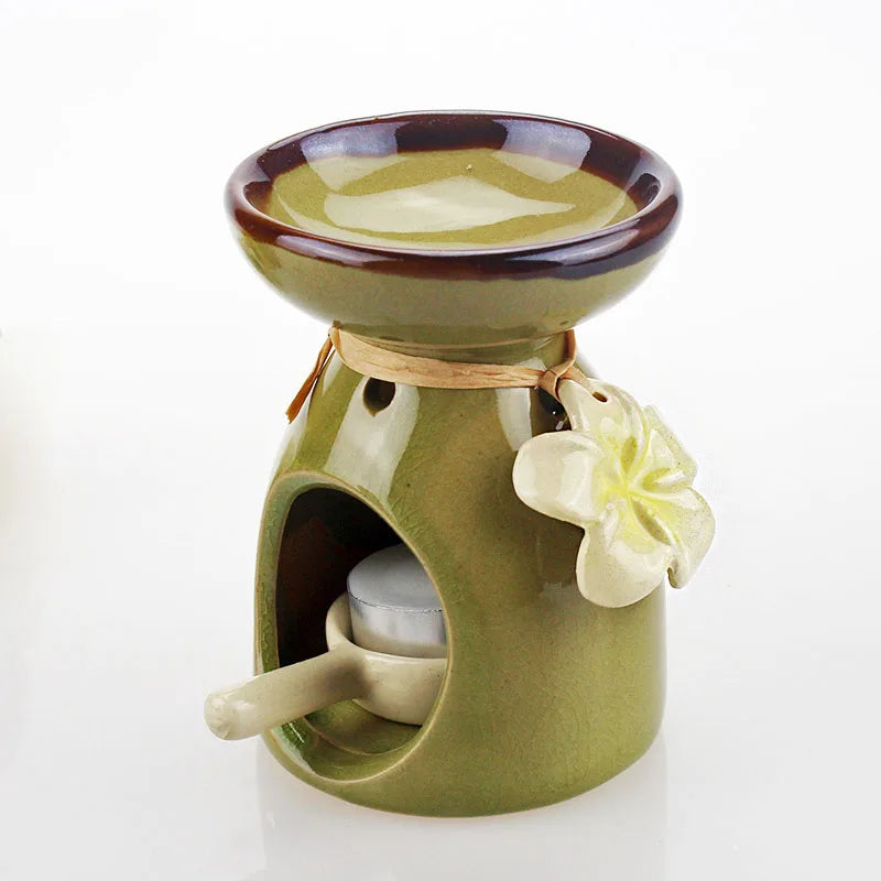 Keramik Ätherisches Öl Brenner mit Blume Dekoriert Aroma Brenner-DianaCandleShop